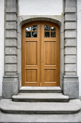 Porte bois semi-vitrée