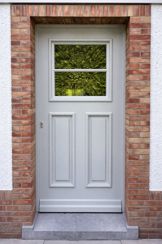 Porte bois semi-vitrée